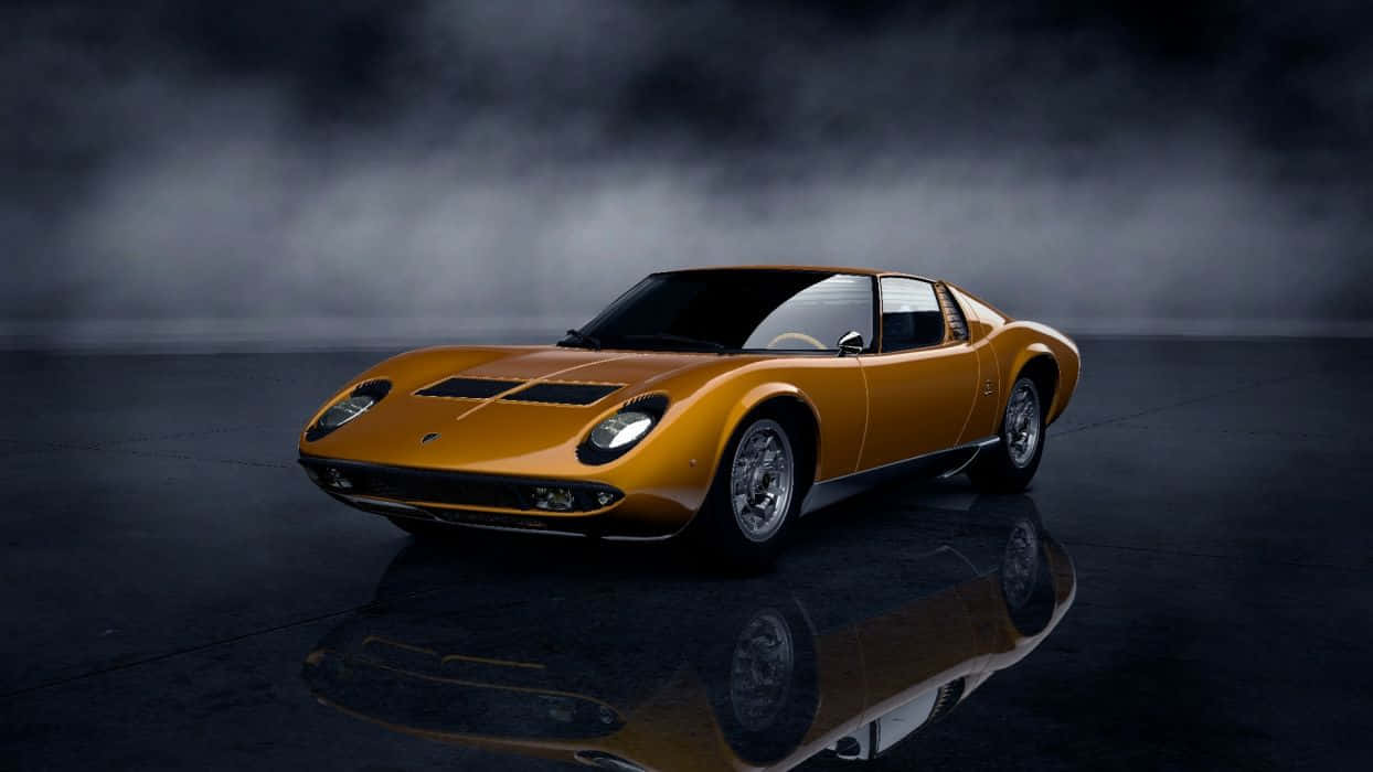 Vintage Lamborghini Miura In Vibrant Orange Wallpaper