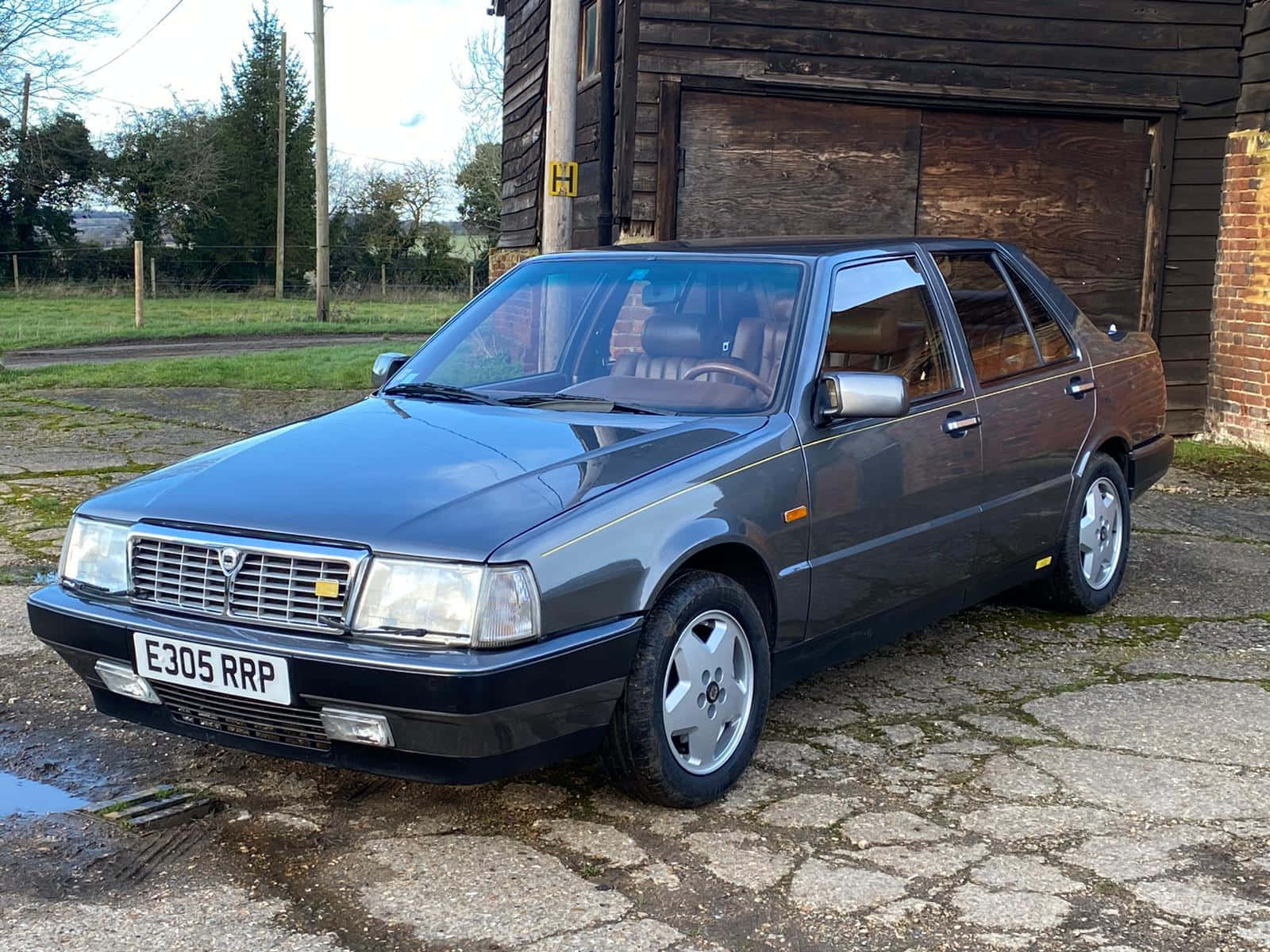 Vintage Lancia Thema Parked Outdoors Wallpaper