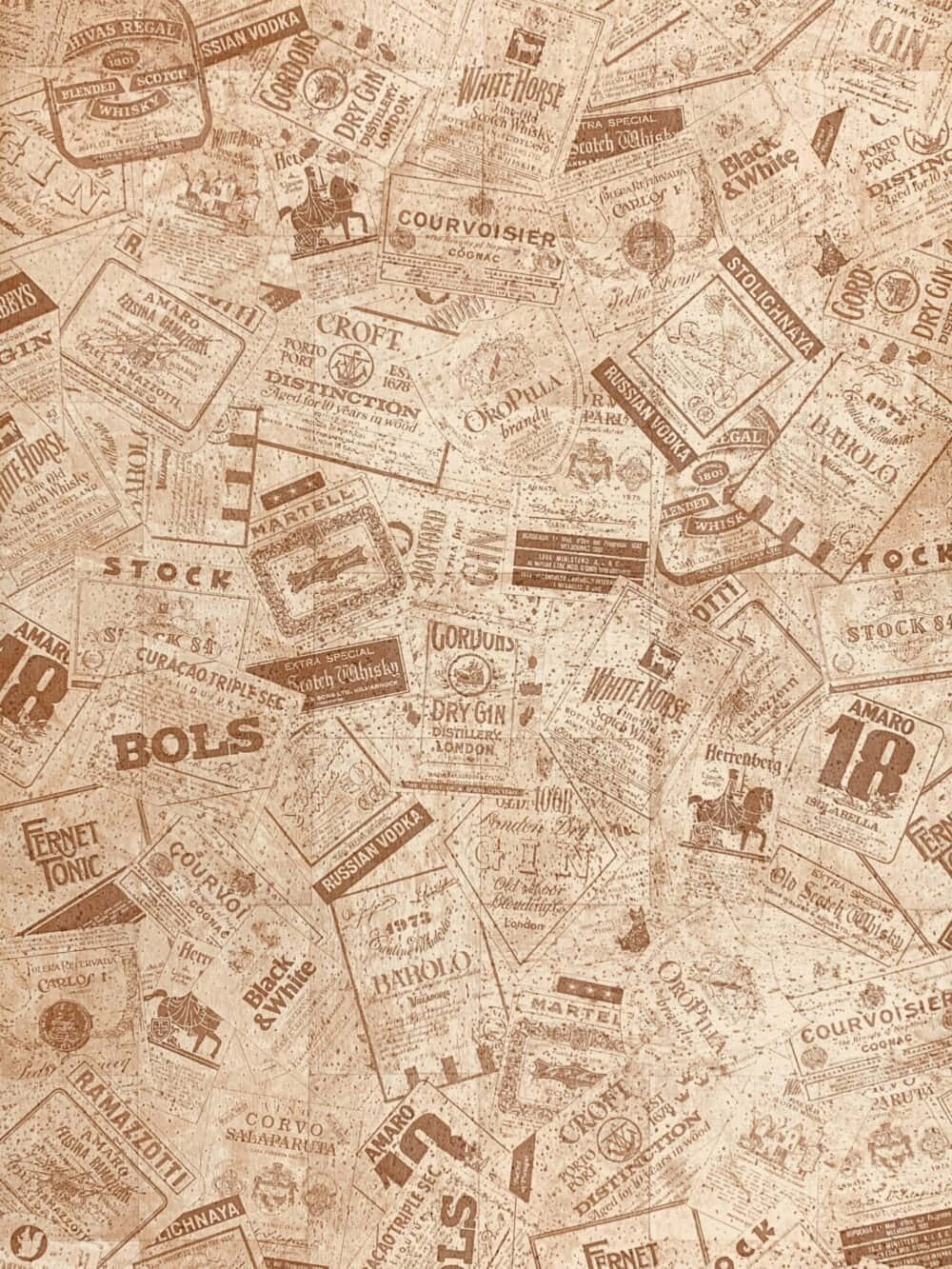 Vintage Liquor Labels Collage Wallpaper