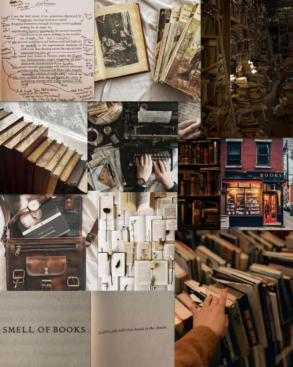 Vintage Literary Collage Wallpaper