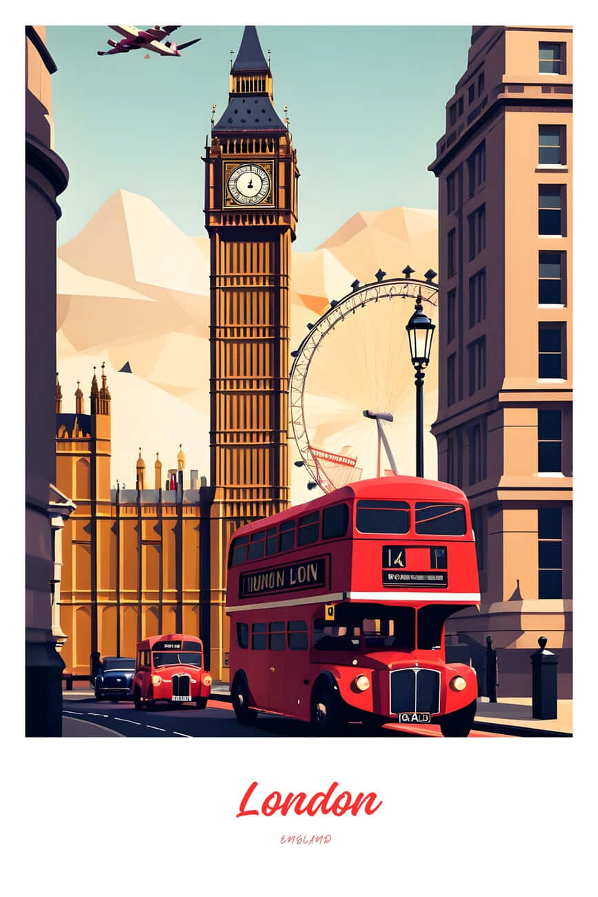 Vintage London Travel Poster Wallpaper