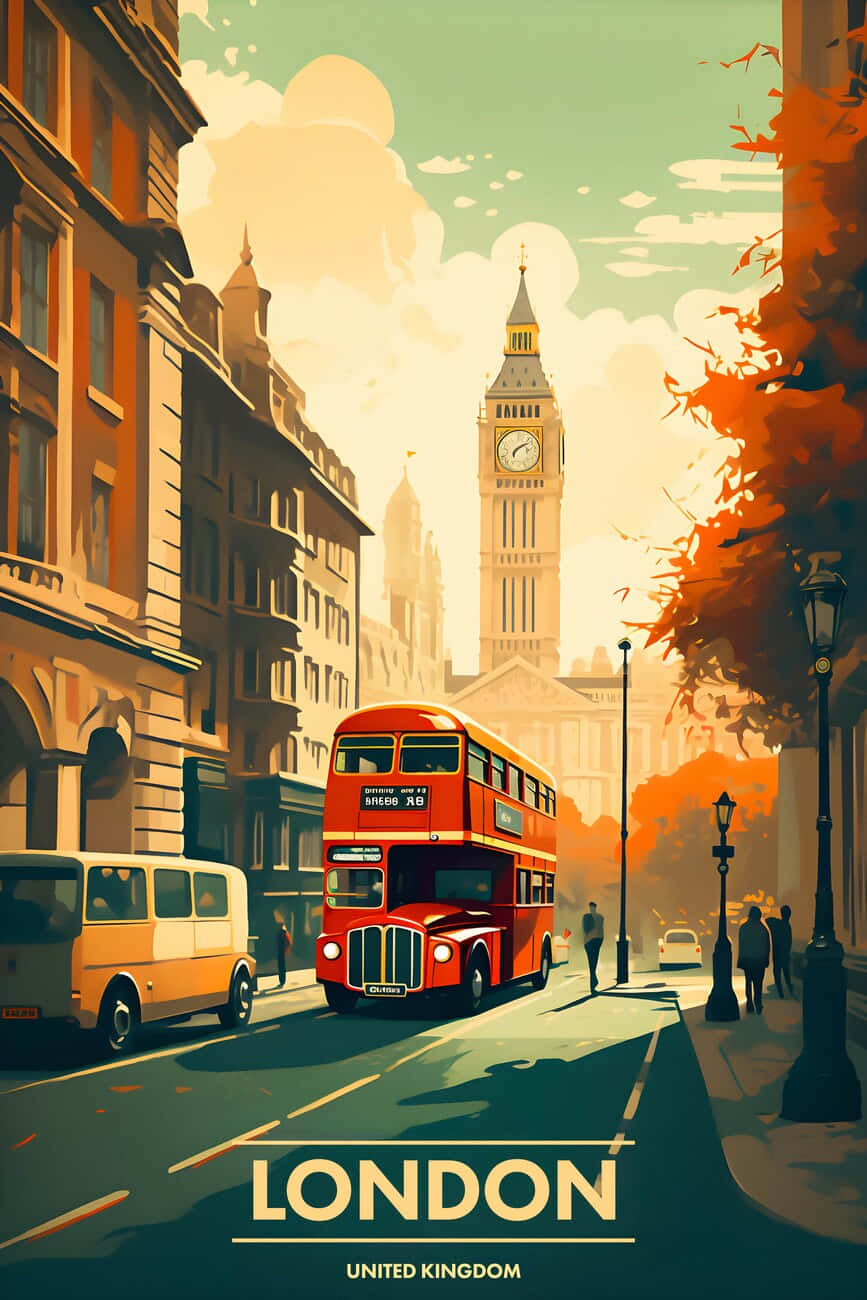 Vintage London Travel Poster Wallpaper