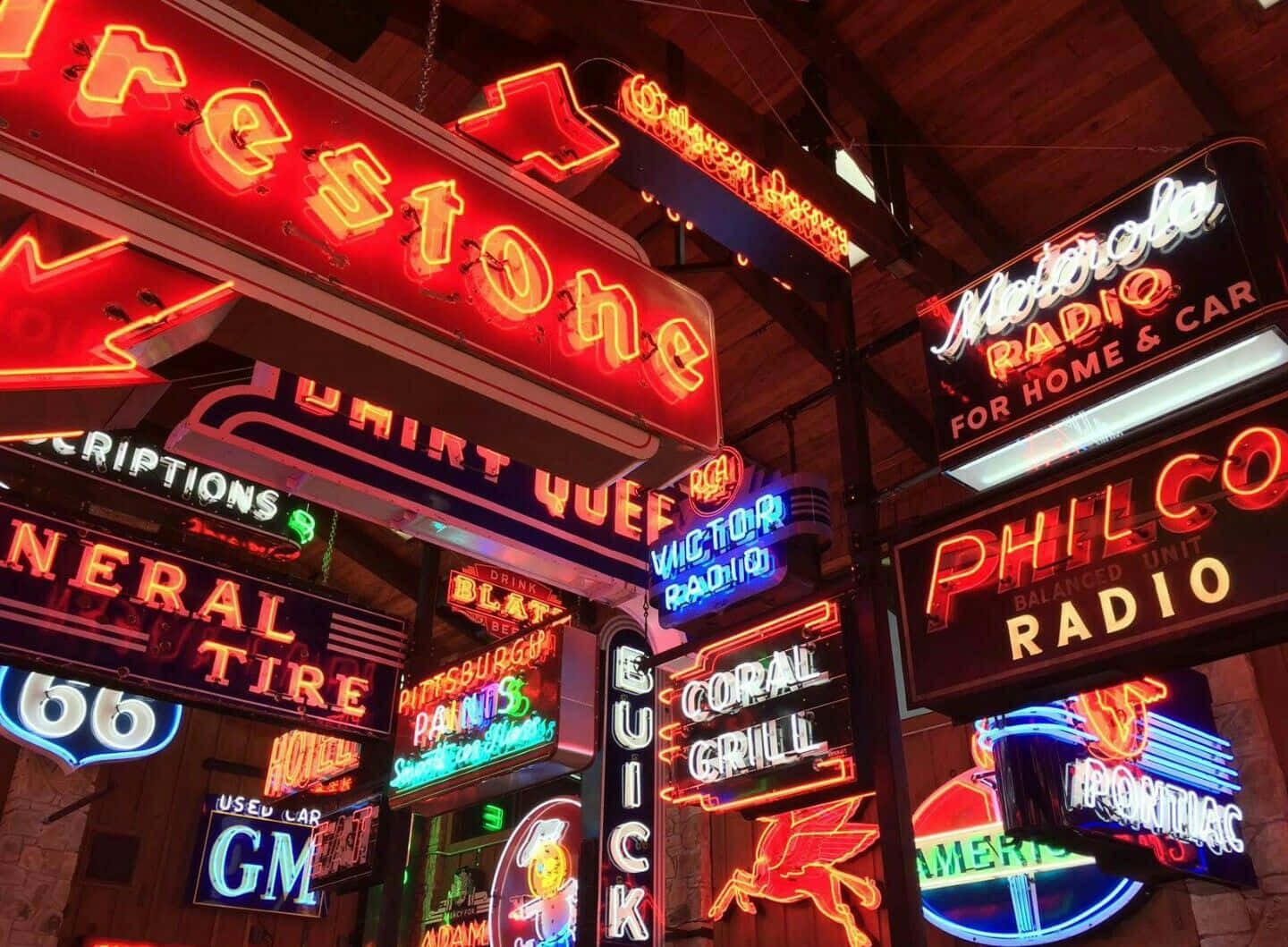 Vintage Neon Signs Collection Wallpaper