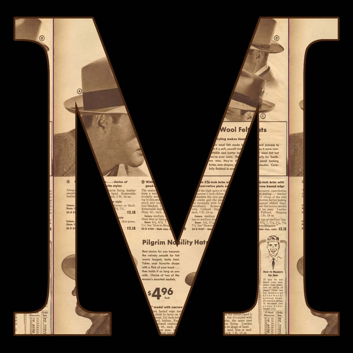 Vintage Newspaper Aesthetic Letter M Wallpaper