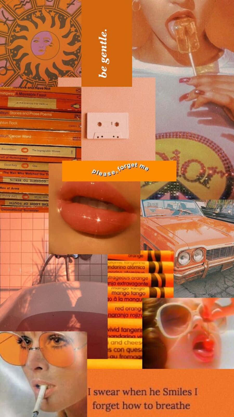 Vintage Orange Aesthetic Collage Wallpaper