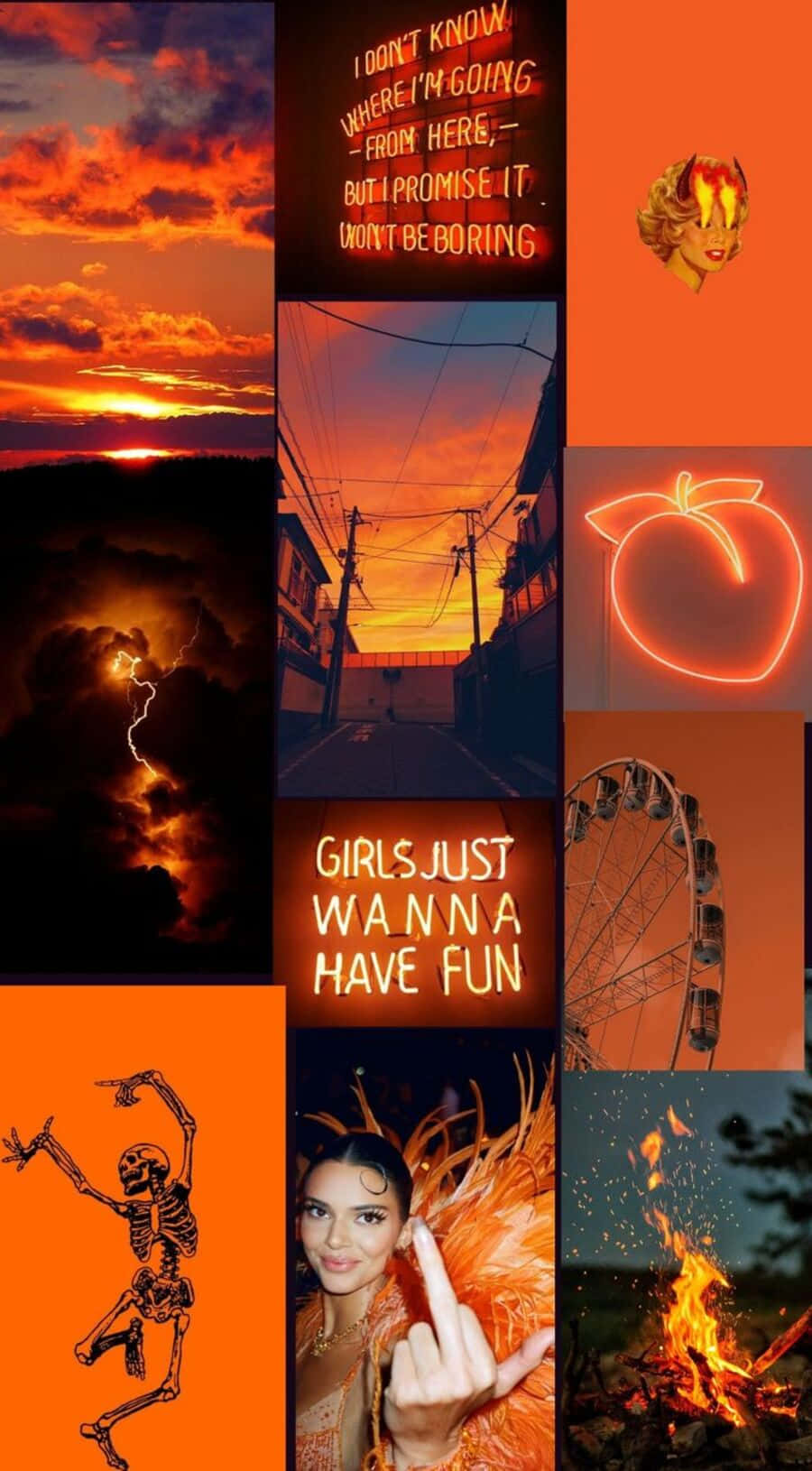 Vintage Orange Aesthetic Collage Wallpaper