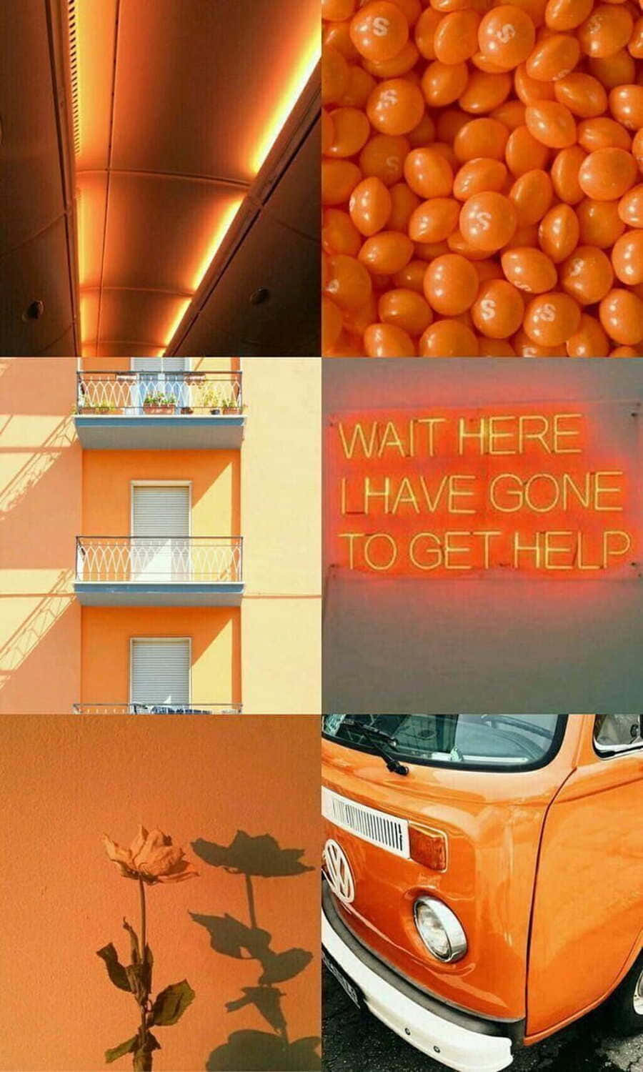 Vintage Orange Aesthetic Collage Wallpaper