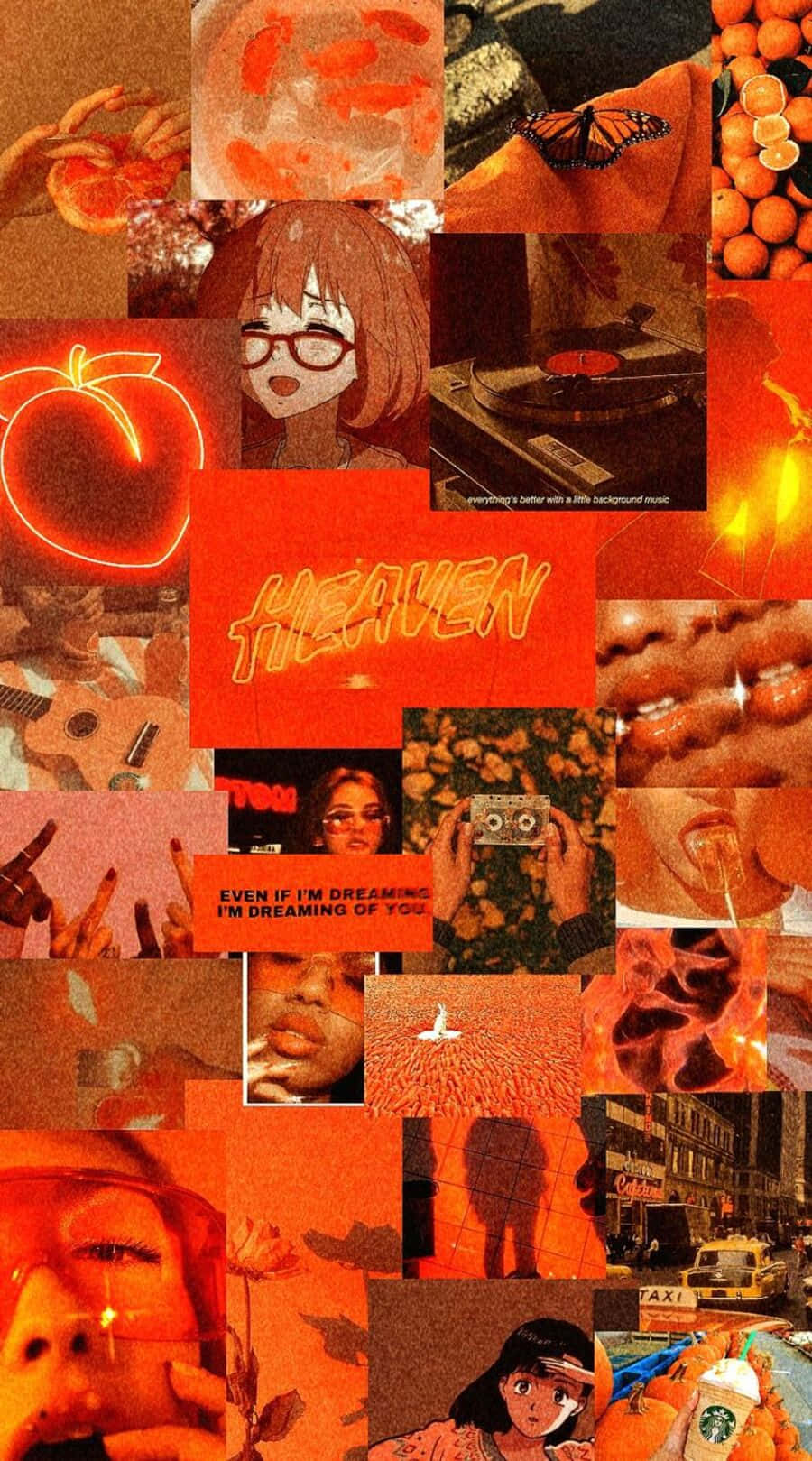 Vintage Orange Aesthetic Collage Wallpaper