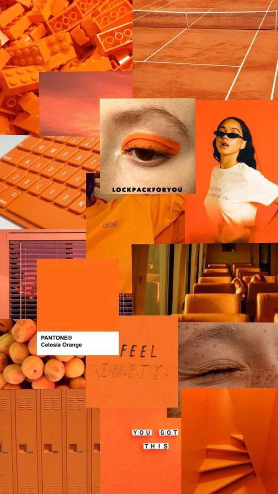 Vintage Orange Aesthetic Collage Wallpaper