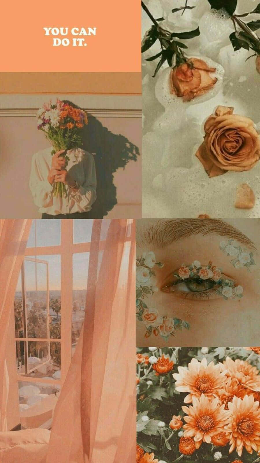 Vintage Orange Aesthetic Collage Wallpaper