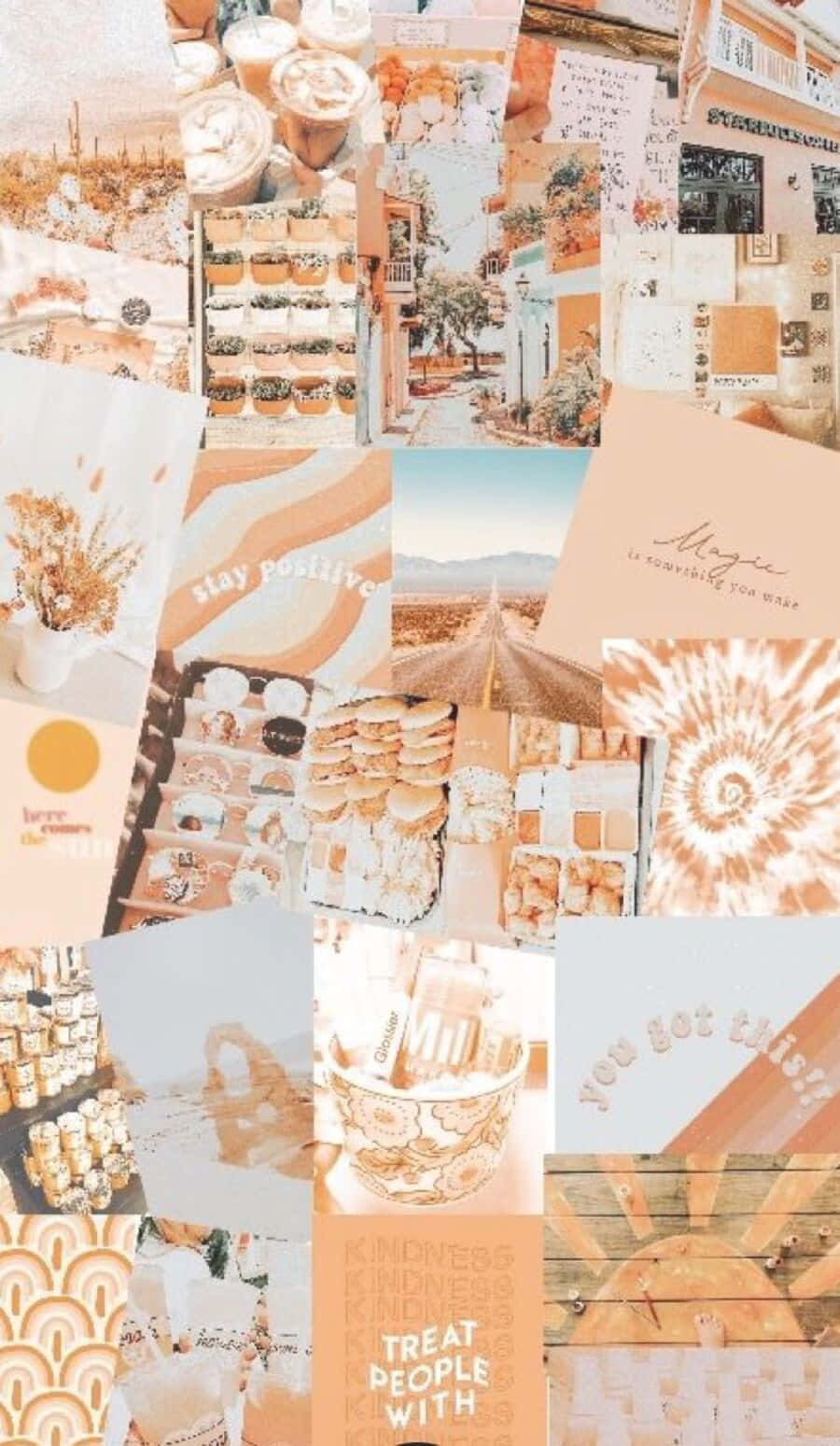 Vintage Orange Aesthetic Collage Wallpaper