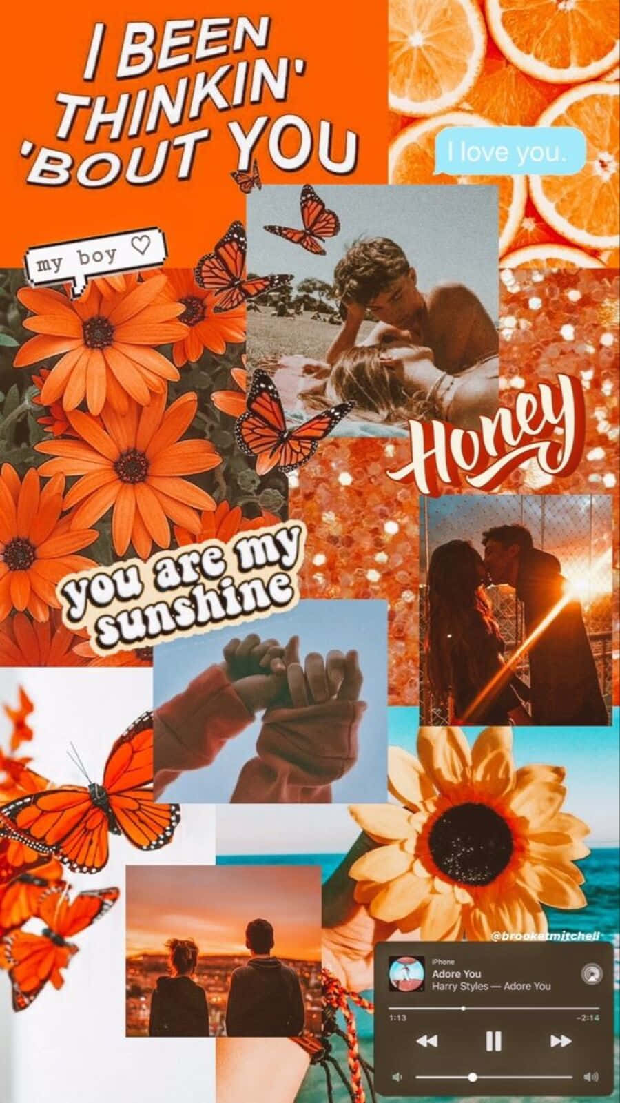 Vintage Orange Aesthetic Collage Wallpaper