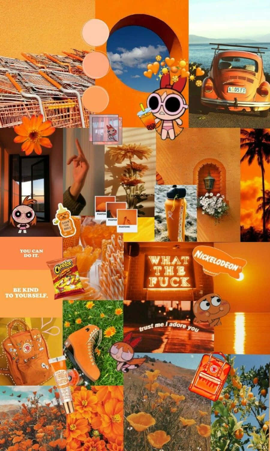 Vintage Orange Aesthetic Collage Wallpaper