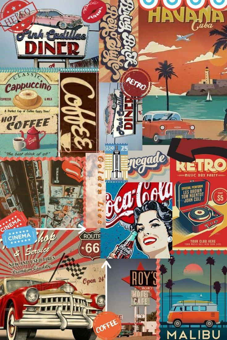 Vintage Orange Collage Art Mobile Wallpaper