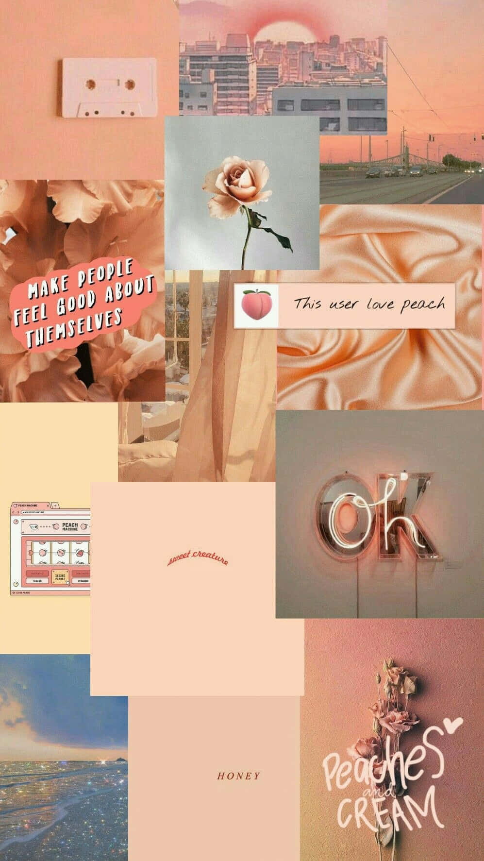 Vintage Peach Aesthetic Collage Wallpaper