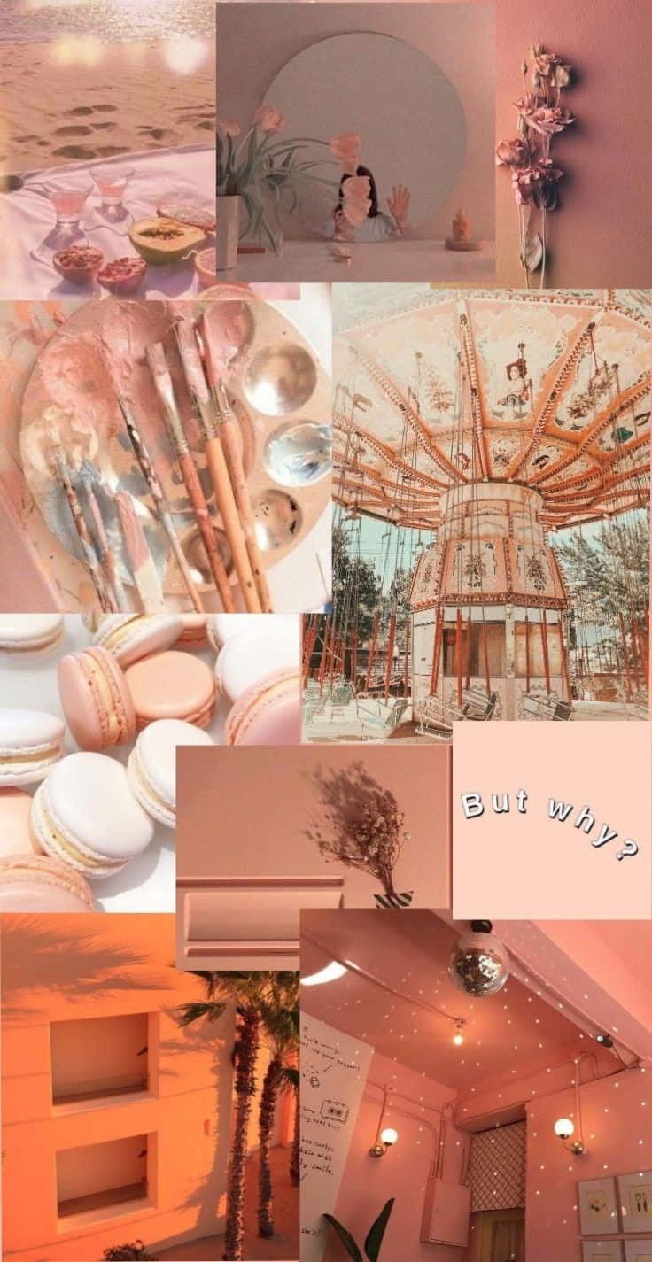 Vintage Peach Aesthetic Collage Wallpaper