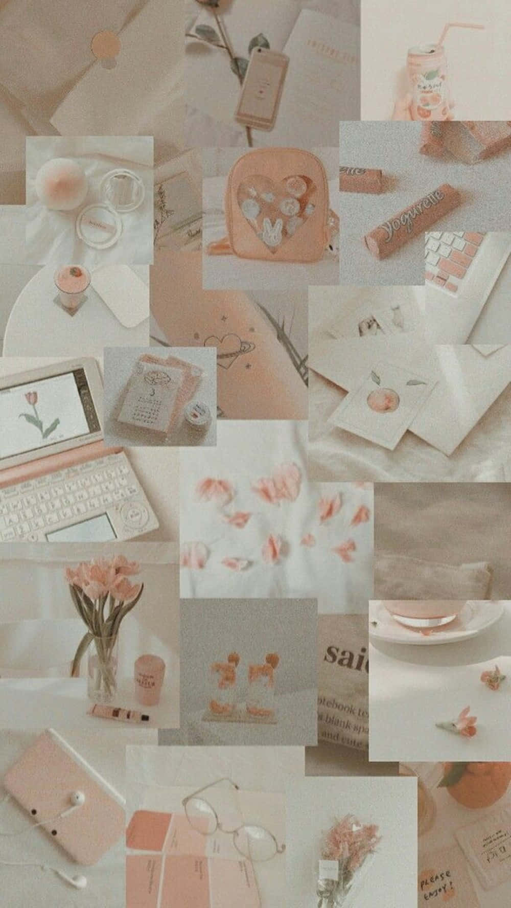 Vintage Peach Collage Aesthetic.jpg Wallpaper