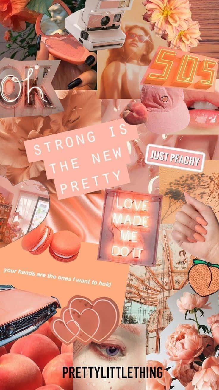 Vintage Peach Collage Aesthetic.jpg Wallpaper