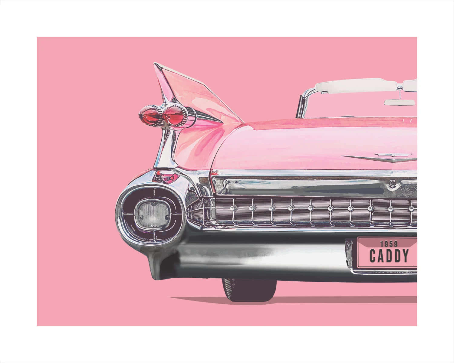 Vintage Pink Cadillac In The City Wallpaper