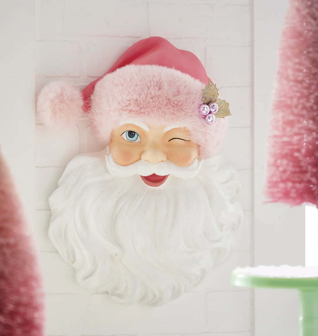 Vintage Pink Santa Wall Decor Wallpaper