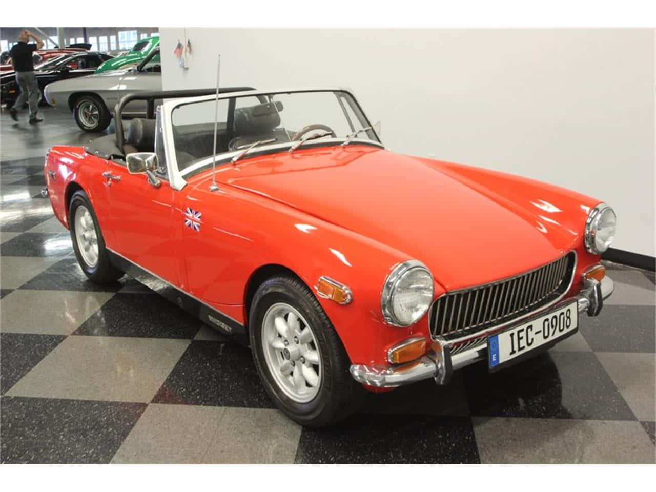 Vintage Red Mg Midget On The Road Wallpaper