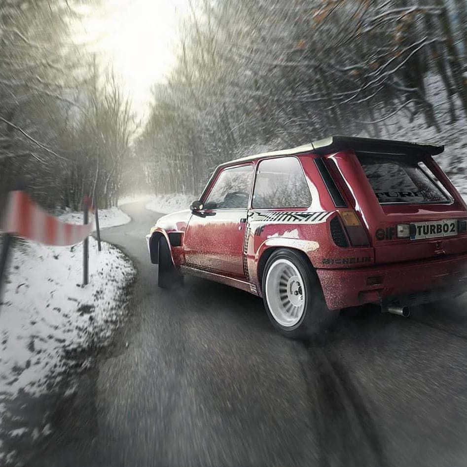 Vintage Renault 5 Turbo Racing On The Track Wallpaper