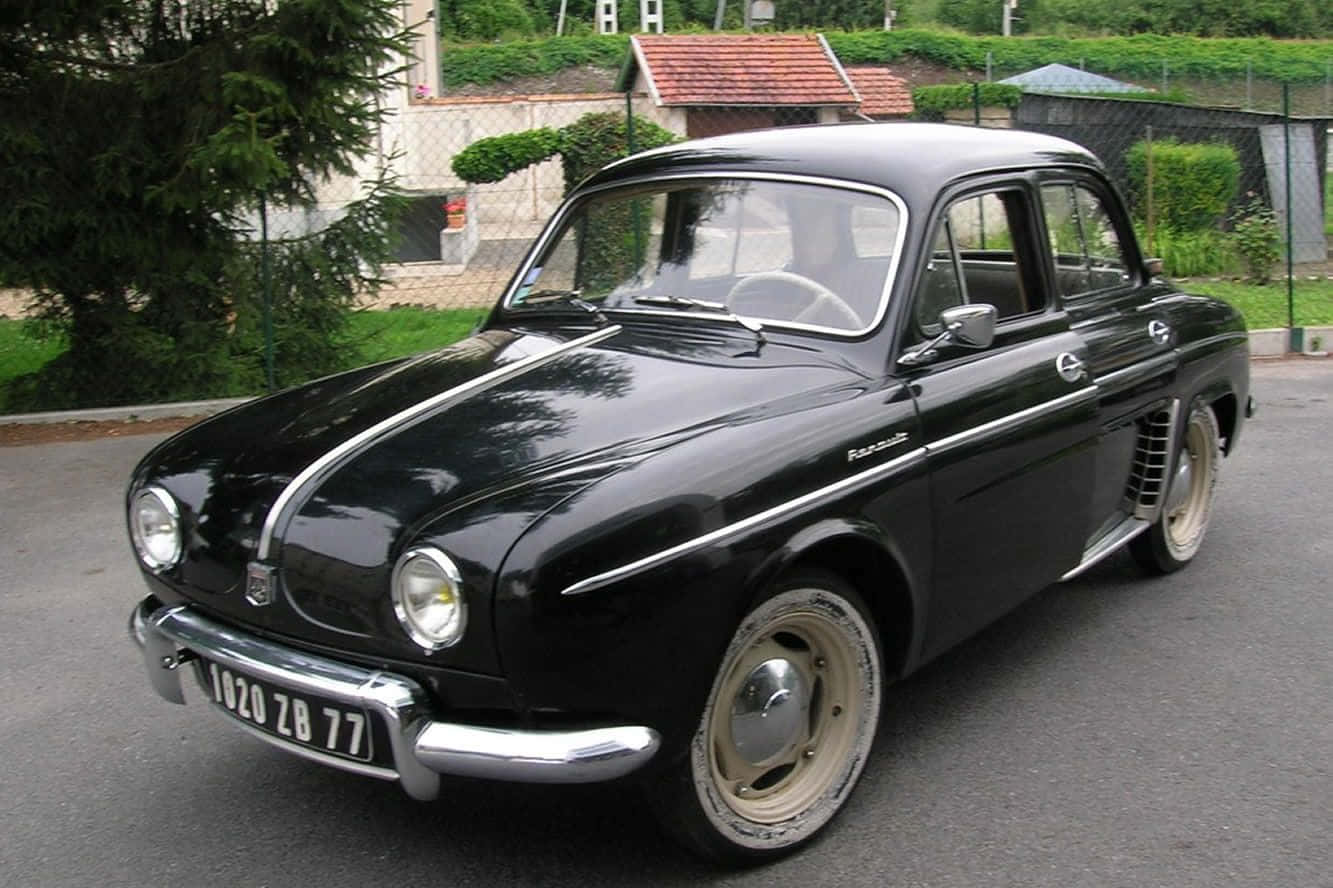 Vintage Renault Dauphine In Classic Red Wallpaper