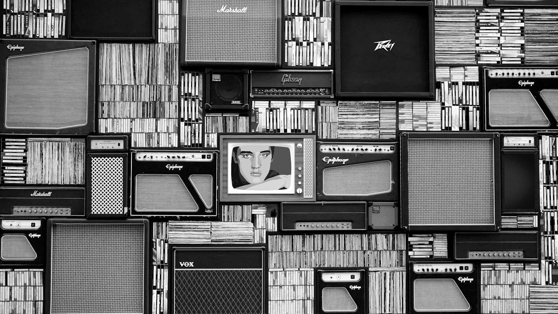 Vintage Rock Ampand Records Wall Wallpaper