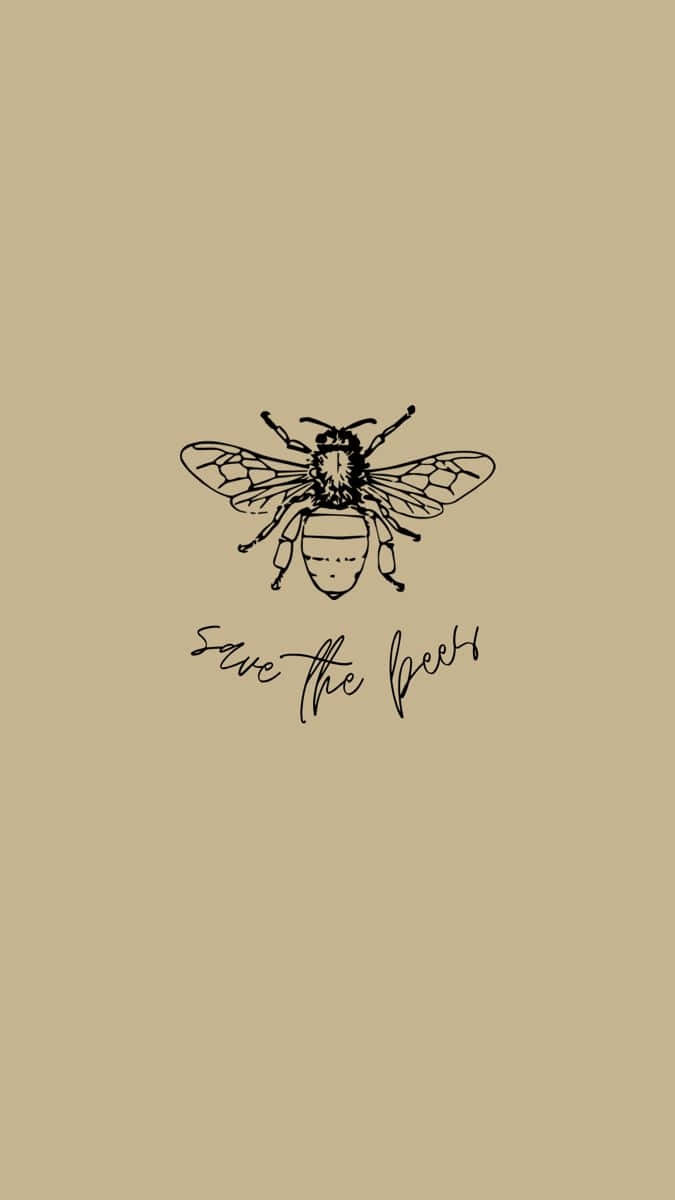 Vintage Save The Bees Illustration Wallpaper