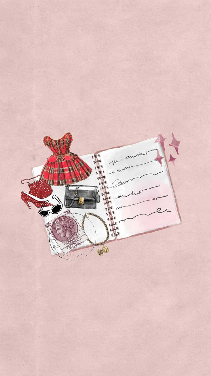 Vintage Schoolgirl Aesthetic Flatlay Wallpaper