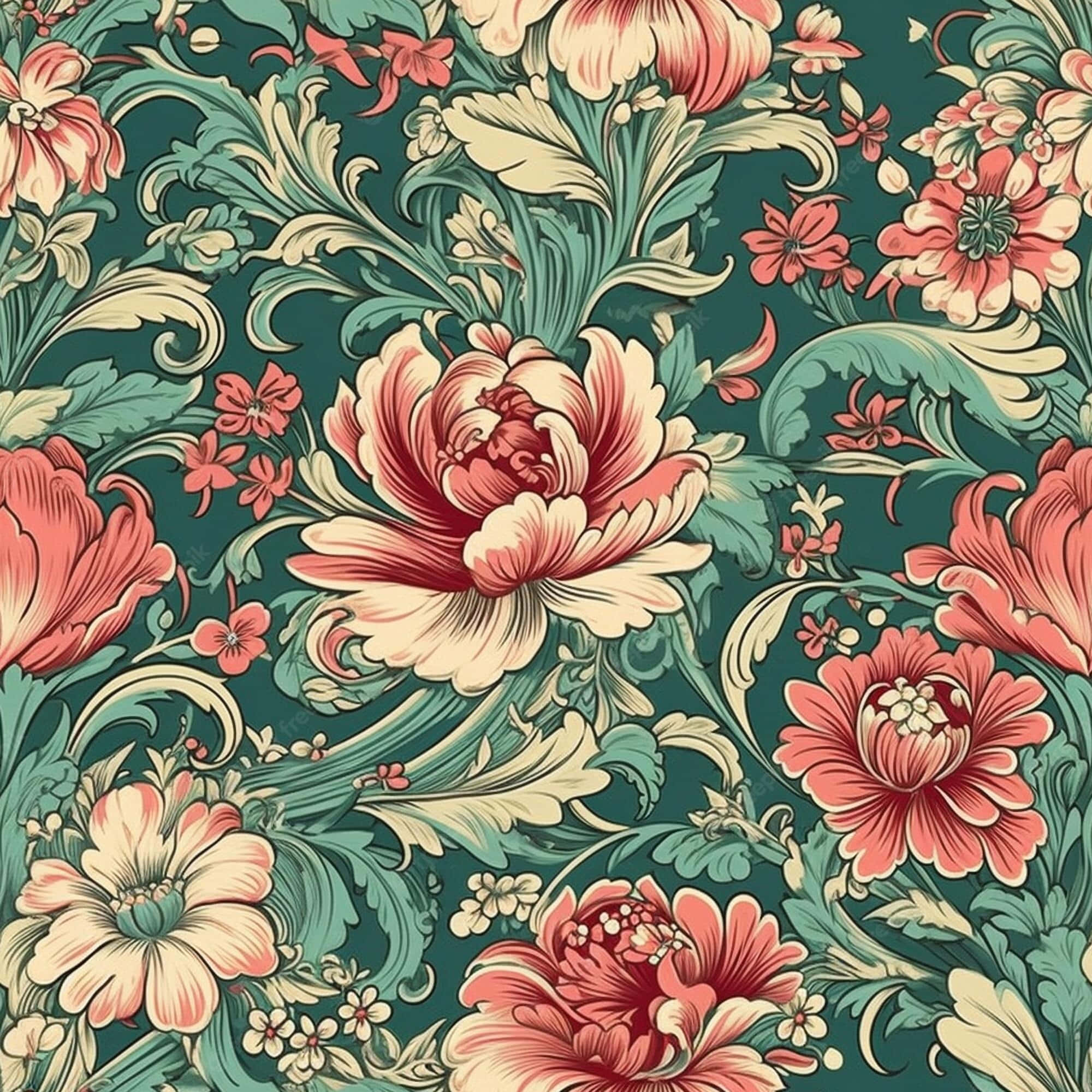 Vintage Spring Blooms Wallpaper