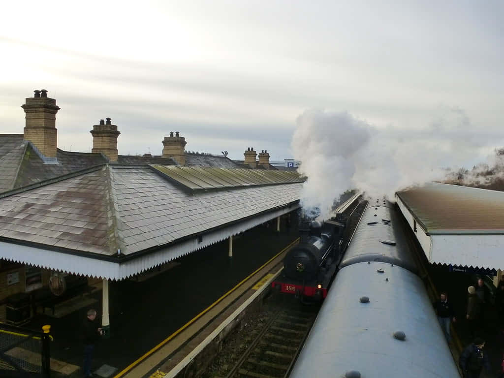 Vintage Steam Train Departure Lisburn Station Wallpaper