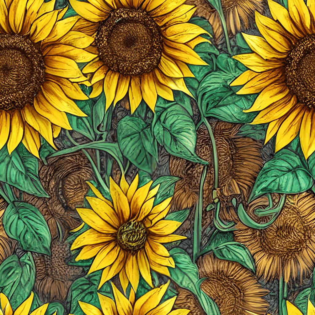 Vintage Sunflower Pattern Texture Wallpaper