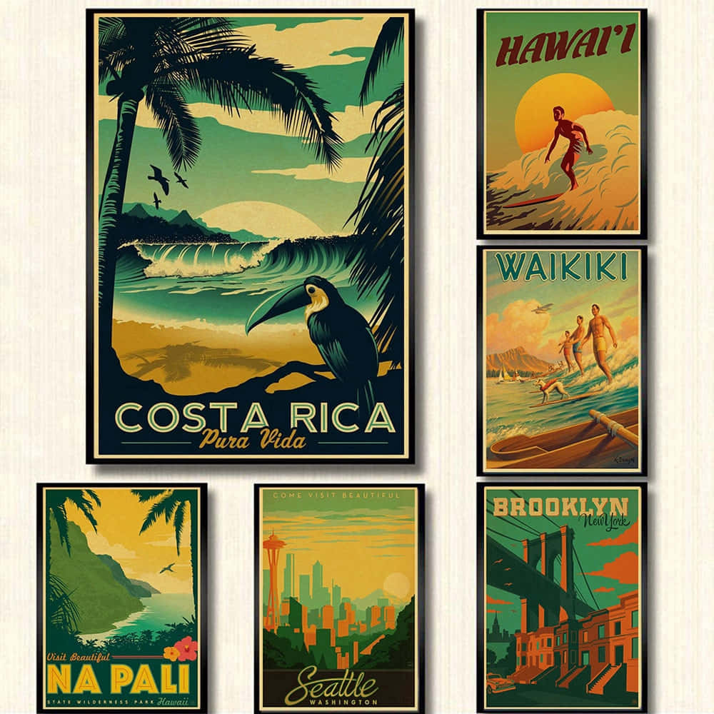 Vintage Travel Posters Collection Wallpaper