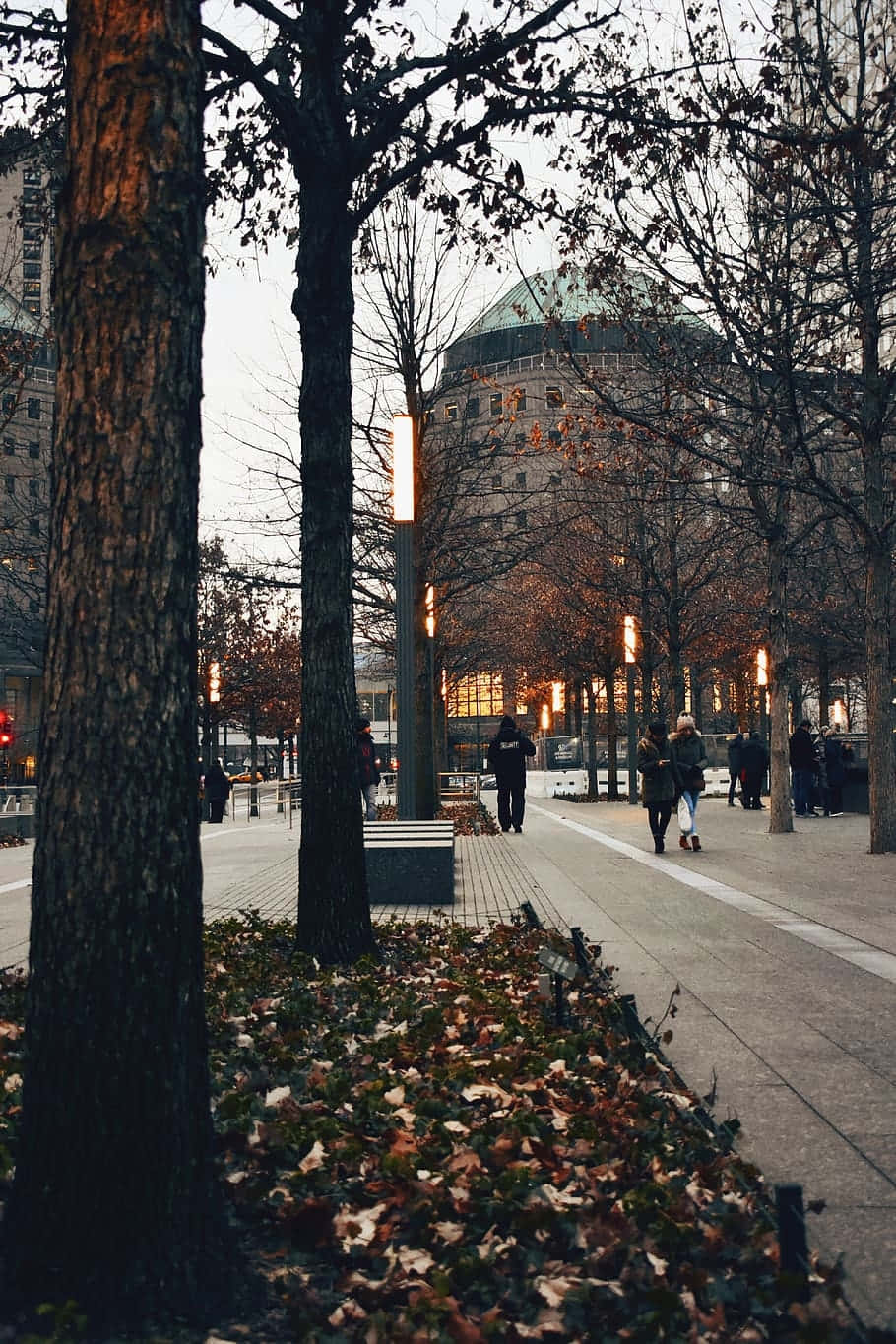 Vintage Winter Cityscape Warm Lights Wallpaper