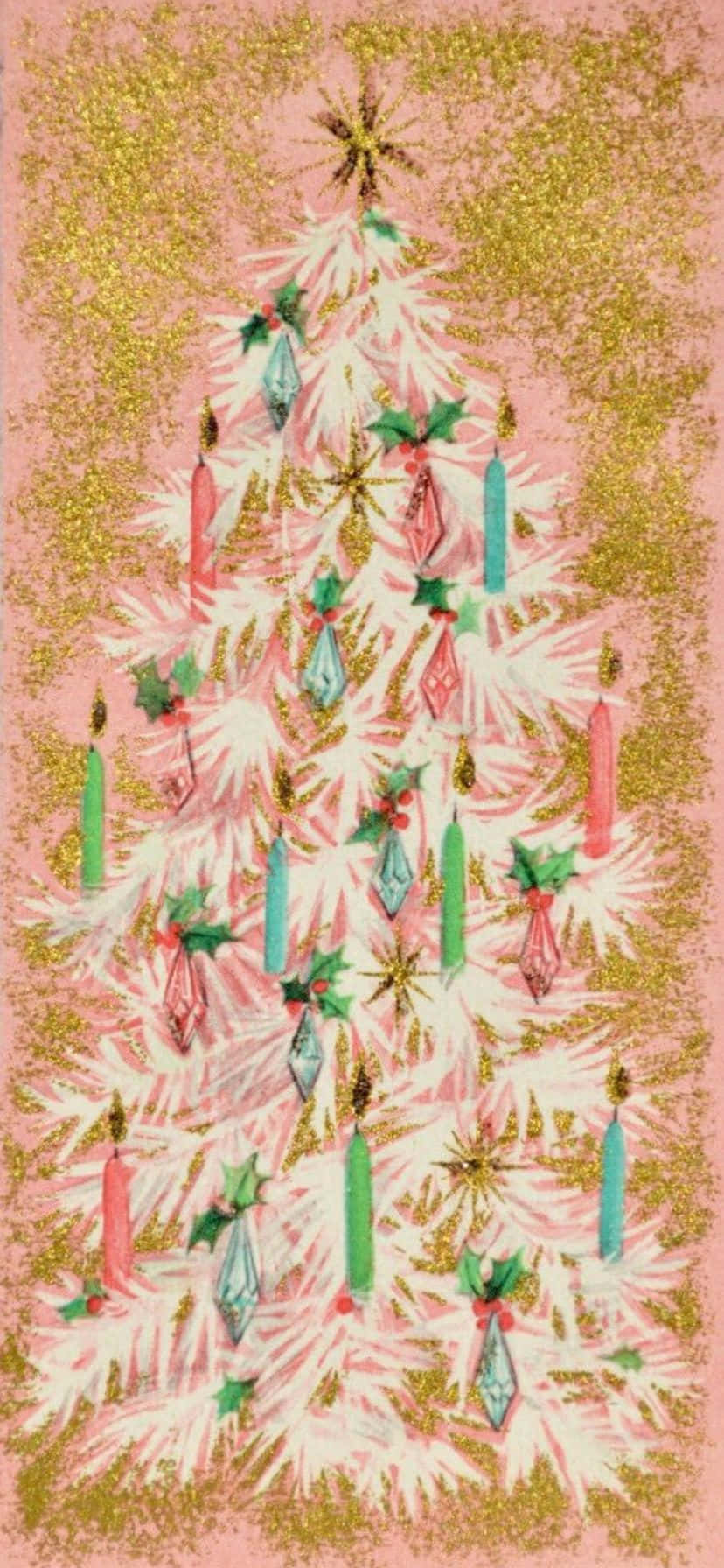 Vintage50s Christmas Tree Illustration Wallpaper