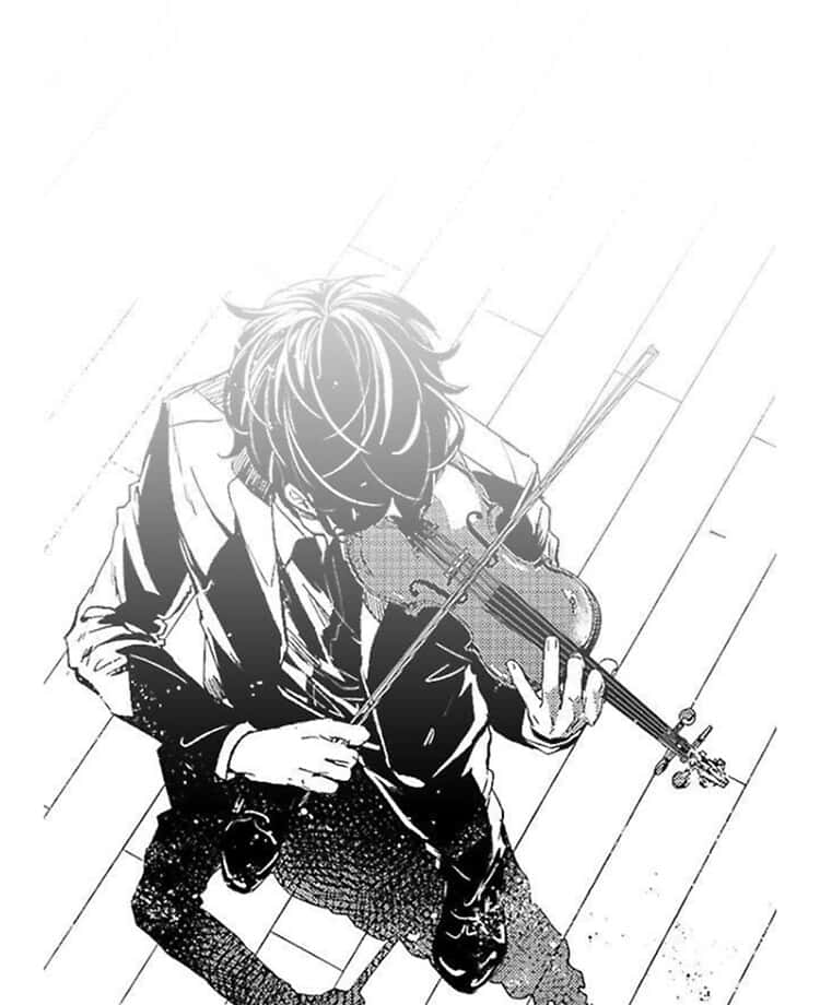 Violinist Anime Character Monochrome Wallpaper