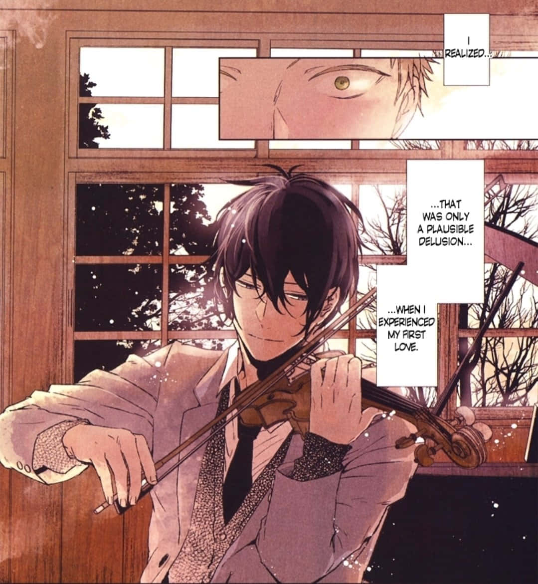 Violinist Reflectingon Love Manga Panel Wallpaper