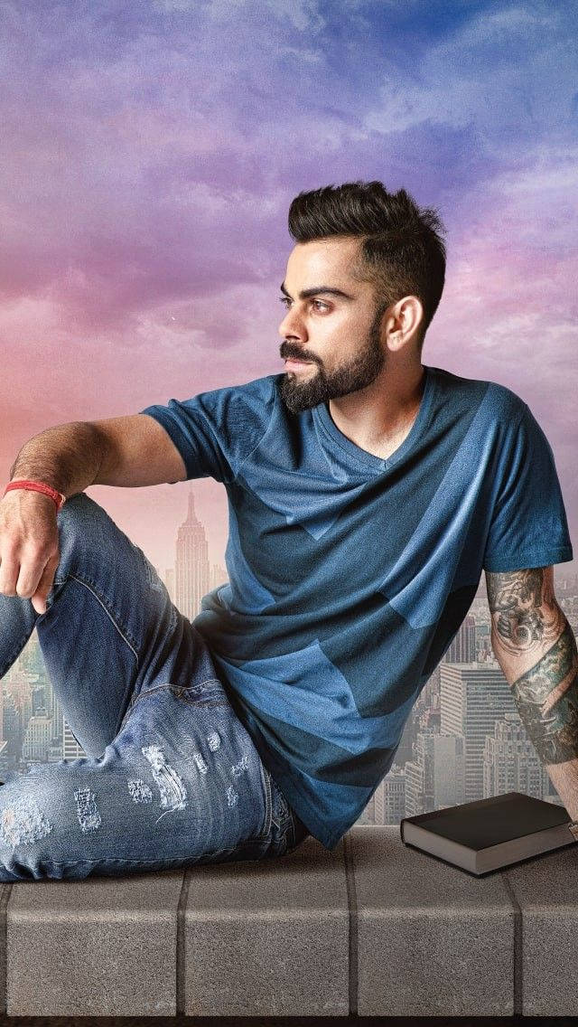 Virat Kohli Hd Blue Shirt Wallpaper