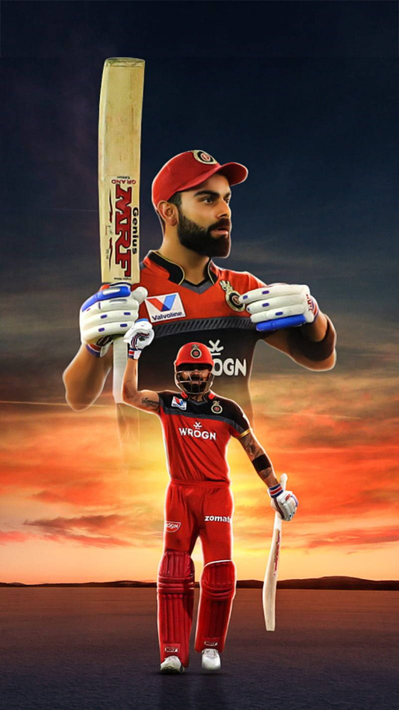 Virat Kohli Hd Red Orange Sky Wallpaper