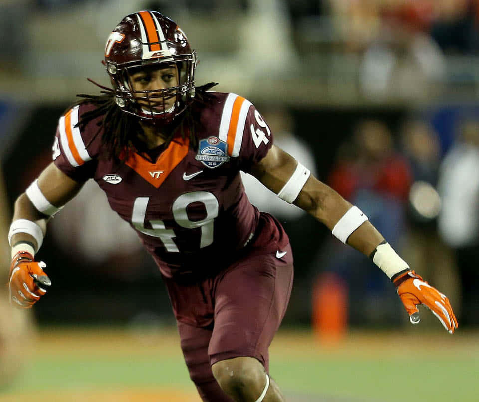 Virginia Tech Linebacker Action Shot Wallpaper