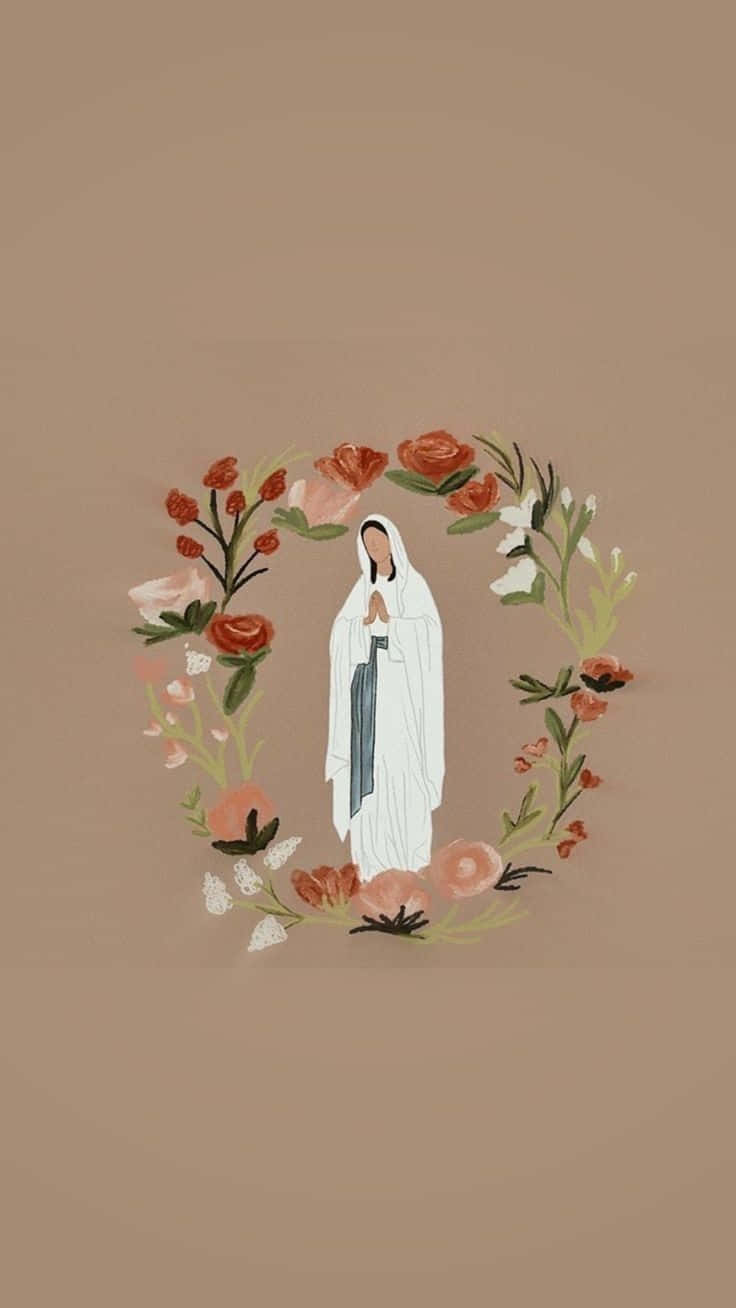 Virginof Guadalupe Floral Frame Wallpaper