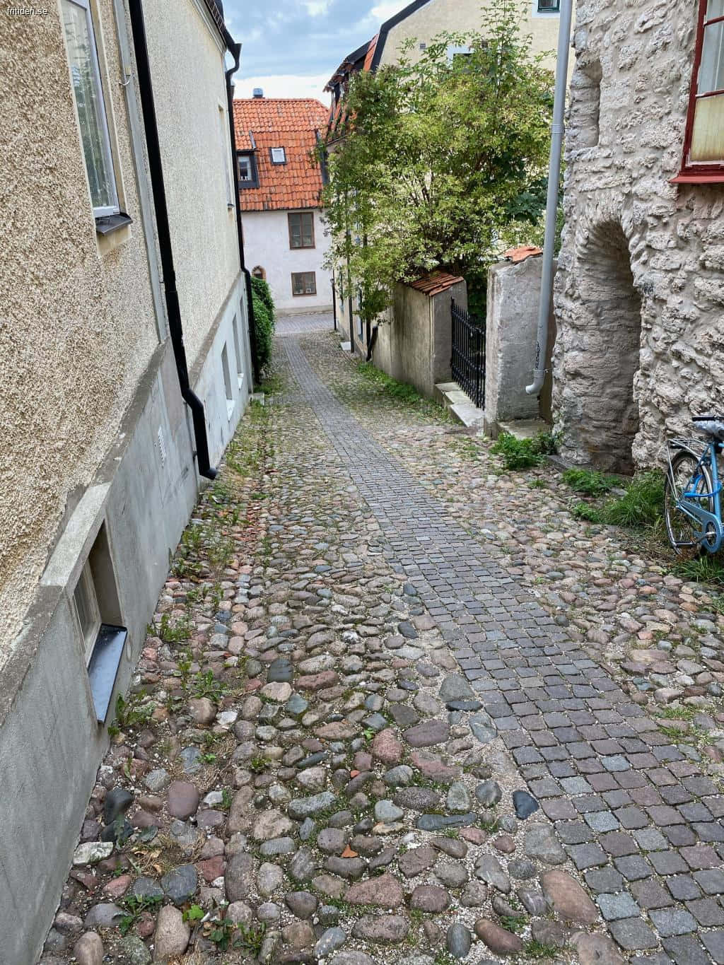 Visby Cobblestone Street Scene Wallpaper