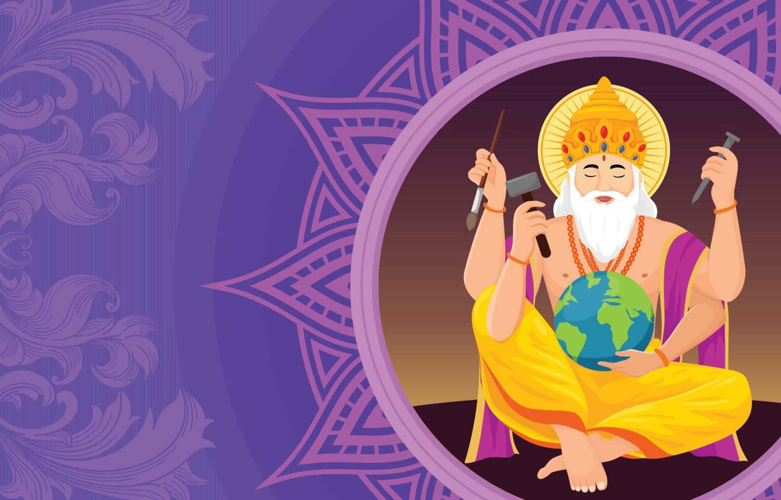 Vishwakarma Hindu God Creatorof Universe Wallpaper