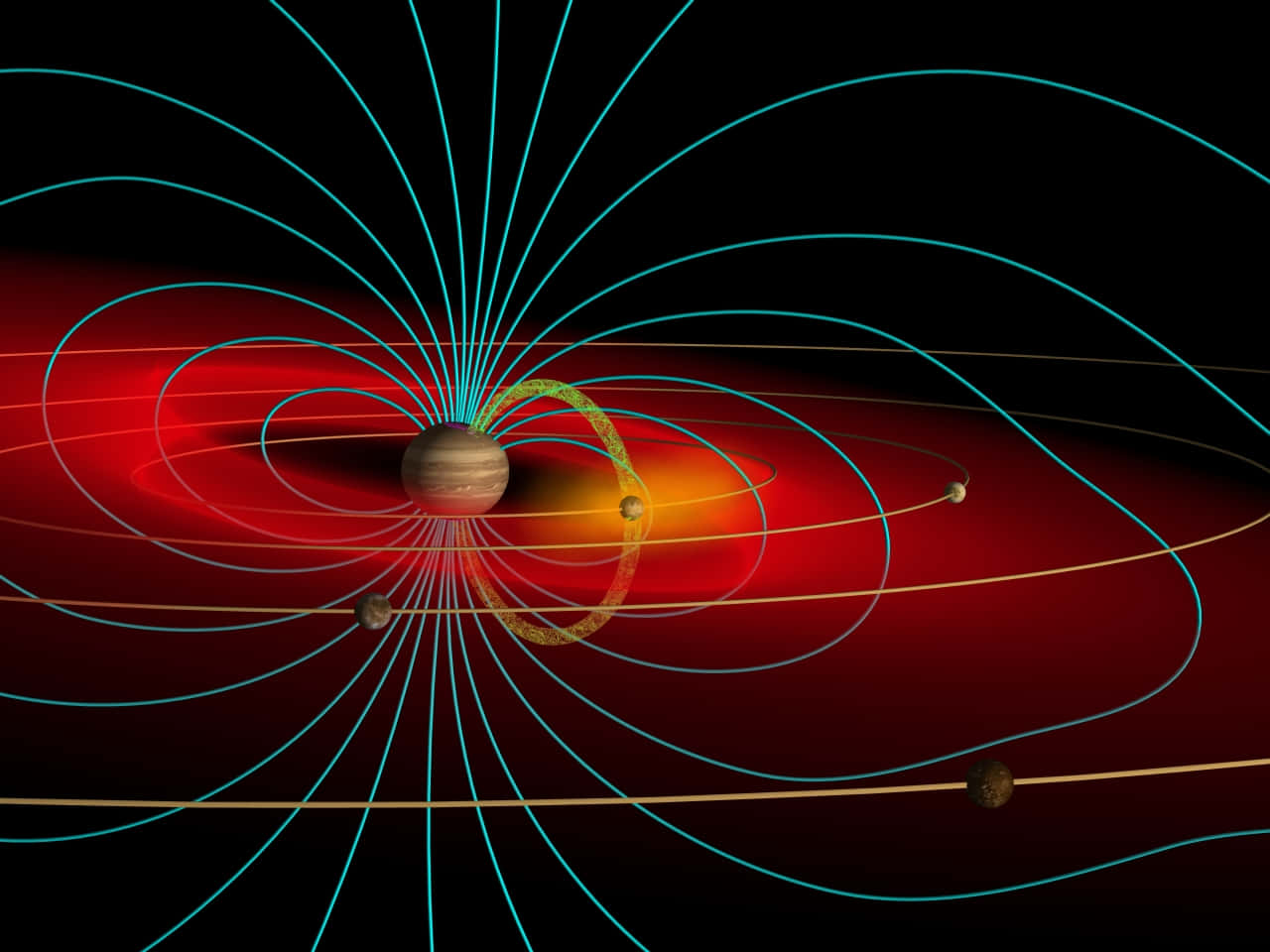 Visual Representation Of Earth's Colorful Magnetic Field Wallpaper