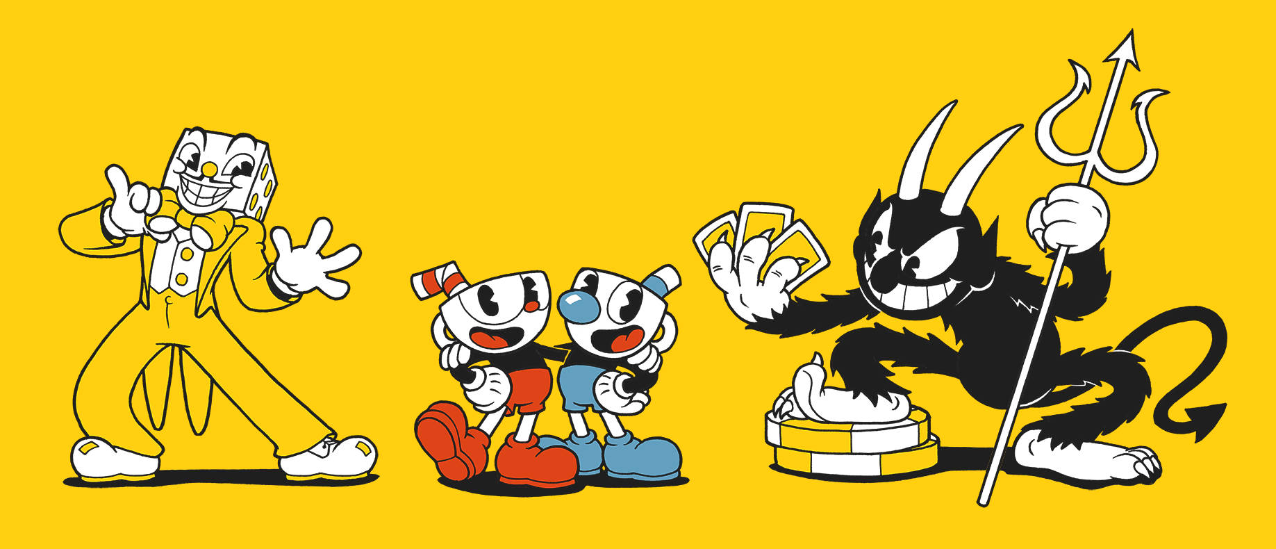 Vivid Cuphead Poster In Yellow Wallpaper