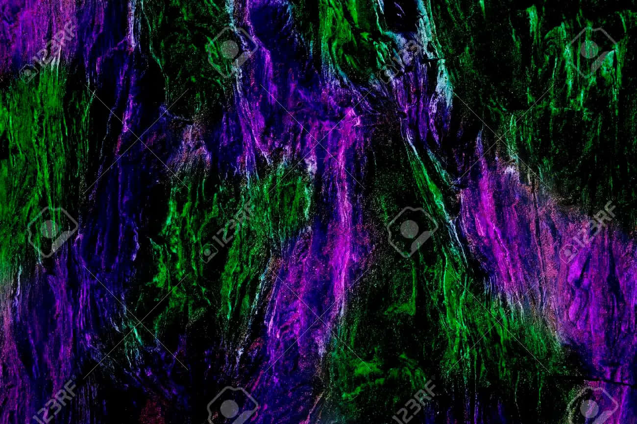 Vivid Neon Green And Purple Abstract Art Wallpaper