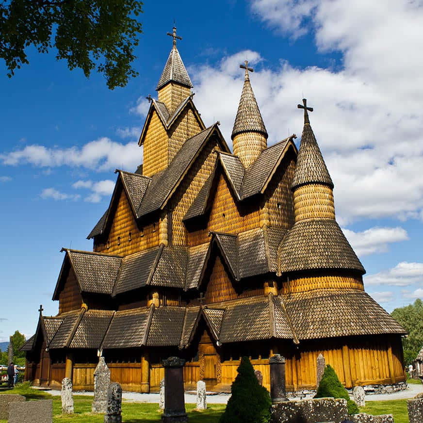 Vivid Photo Of Heddal Stave Church Wallpaper