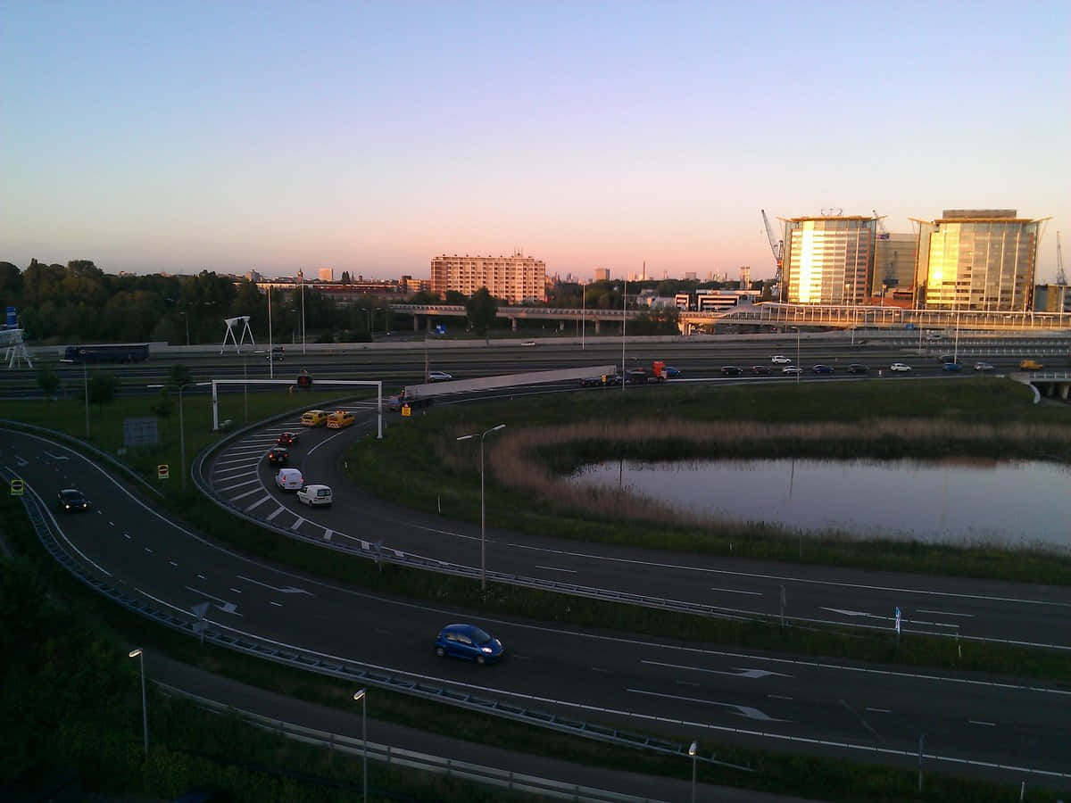 Vlaardingen Highway Dusk View Wallpaper