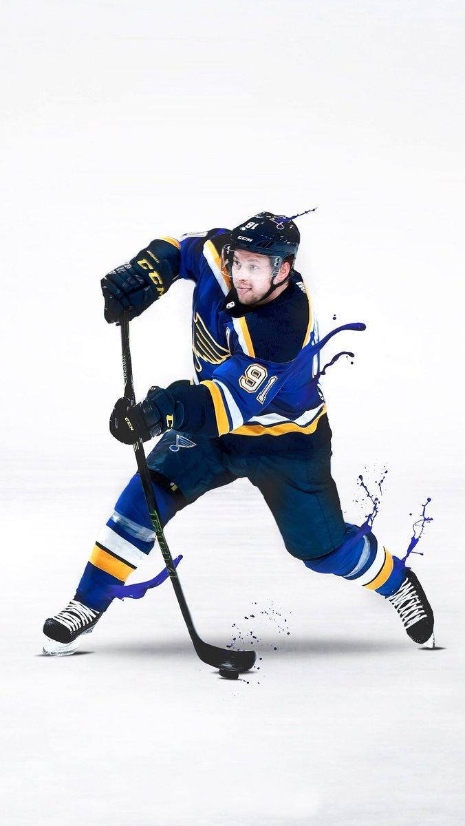 Vladimir Tarasenko Dribbling Hockey Puck In Splatter Paint Effect Wallpaper